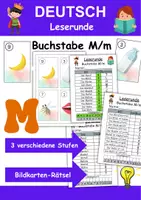 Vorschau - Arbeitsblätter - Buchstabe M Lesespaziergang Buchstabeneinführung 1. Klasse - Leserunde - Deckblatt