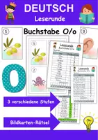 Vorschau - Stationenlernen - Buchstabe O Lesespaziergang Buchstabeneinführung 1. Klasse - Leserunde - Deckblatt