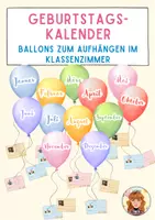 Vorschau - Mal- und Bastelvorlagen - Geburtstagskalender Ballons / Bastelvorlage - Deckblatt