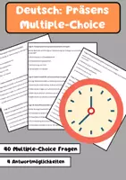 Vorschau - Arbeitsblätter - 40 Multiple-Choice-Fragen zum Präsens in der deutschen Grammatik - Deckblatt