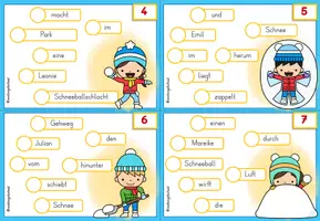 Vorschau - Arbeitsblätter - Winter Schüttelsätze Klasse 2-4 | Karteikarten & Schreibheft | Satzbau Deutsch - Seite 2