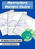Vorschau - Arbeitsblätter - 40 Multiple-Choice-Fragen zum Thema Meerestiere - Deckblatt