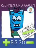 Vorschau - Arbeitsblätter - Rechnen und Malen bis 20 (plus und minus) | 1 Monster-Vorlage - Deckblatt