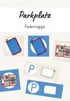 Vorschau - Bildkarten - Parkplatz für die Federmappe / Etui (beige und blau) - Deckblatt