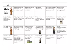 Vorschau - Arbeitsblätter - Martin Luther Lernzielkontrolle Quiz Deckblatt - Seite 2