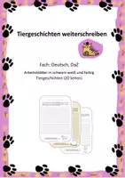 Vorschau - Stationenlernen - Geschichten weiterschreiben Tiere - Deckblatt