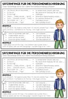 Vorschau - Merkblätter - PERSONENBESCHREIBUNG - Satzanfänge (Merkblatt) - Seite 1