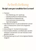 Vorschau - Unterrichtsreihen - Skript zum Thema Arbeitsteilung - personalisiertes Lernen - Seite 1