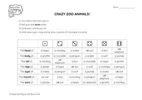 anteprima - Esercizi - CRAZY ZOO ANIMALS - A game of dice - Pagina 1