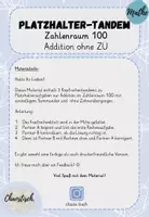 Vorschau - Aufgabenkarten - Tandemaufgaben ZR 100 - Platzhalter | Addition ohne ZÜ (leicht) - Seite 1
