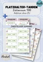 Vorschau - Aufgabenkarten - Tandemaufgaben ZR 100 - Platzhalter | Addition ohne ZÜ (schwer) - Deckblatt