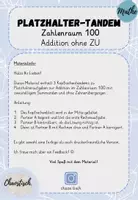 Vorschau - Aufgabenkarten - Tandemaufgaben ZR 100 - Platzhalter | Addition ohne ZÜ (schwer) - Seite 1