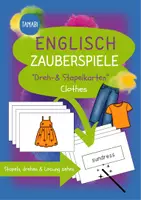 Vorschau - Fördermaterial/Inklusion - Clothes Englisch Grundschule - ZAUBERSPIELE "Dreh- & Stapelkarten" Wortschatz "Kleidung" - Deckblatt