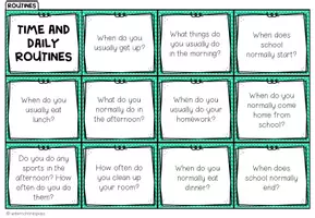 Vorschau - Stationenlernen - Time and daily routines - Conversation Cards - Seite 2
