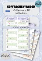 Vorschau - Aufgabenkarten - Kopfrechentandem im ZR 10 - Subtraktion - Deckblatt