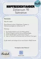 Vorschau - Aufgabenkarten - Kopfrechentandem im ZR 10 - Subtraktion - Seite 1