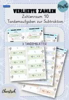 Vorschau - Aufgabenkarten - Tandemaufgaben - Verliebte Zahlen | Subtraktion im ZR 10 - Deckblatt