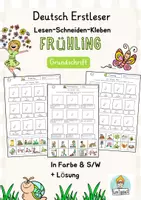 Vorschau - Arbeitsblätter - Grundschrift 1.Klasse DaZ Lesen und kleben Wortschatz Frühling - Deckblatt