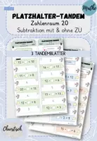 Vorschau - Aufgabenkarten - Tandemaufgaben ZR 20 - Platzhalter | Subtraktion mit & ohne ZÜ - Deckblatt
