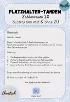 Vorschau - Aufgabenkarten - Tandemaufgaben ZR 20 - Platzhalter | Subtraktion mit & ohne ZÜ - Seite 1