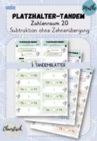 Vorschau - Aufgabenkarten - Tandemaufgaben ZR 20 - Platzhalter | Subtraktion ohne ZÜ - Deckblatt