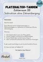 Vorschau - Aufgabenkarten - Tandemaufgaben ZR 20 - Platzhalter | Subtraktion ohne ZÜ - Seite 1
