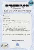 Vorschau - Aufgabenkarten - Kopfrechentandem im ZR 20 - Subtraktion mit ZÜ - Seite 1