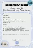 Vorschau - Aufgabenkarten - Kopfrechentandem im ZR 20 - Subtraktion mit & ohne ZÜ - Seite 1