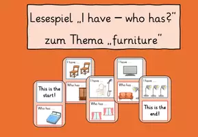 Vorschau - Spiele - Lesespiel "I have - who has?" zum Thema "furniture" - Deckblatt