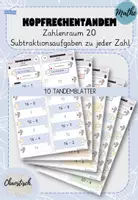Vorschau - Aufgabenkarten - Kopfrechentandem im ZR 20 - Subtraktion (je Zahl ein Blatt) - Deckblatt