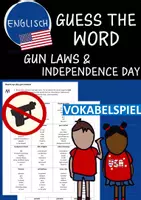 Vorschau - Arbeitsblätter - Guess the word | Warm up: gun laws & Independence Day (Vokabelspiel) - Deckblatt