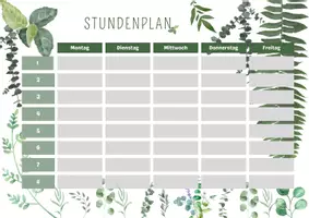 Vorschau - Anderer Materialtyp - Freebie Stundenplan 1-8 Stunden Schule Design Aquarell Pflanzen - Seite 2