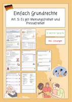 Vorschau - Unterrichtsreihen - Einfach Grundrechte - Art. 5: Es gilt Meinungs- und Pressefreiheit (leichte Sprache) - Deckblatt