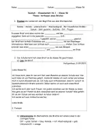 Vorschau - Klassenarbeiten - Differenzierte Klassenarbeit "Verfassen eines Briefes" - Deckblatt