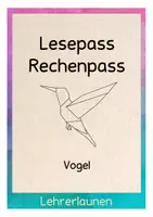 Vorschau - Aufgabenkarten - Lesepass Rechenpass Vogel - Deckblatt