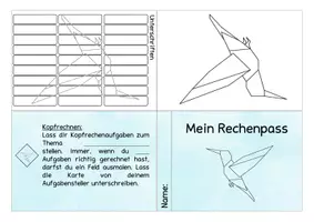 Vorschau - Aufgabenkarten - Lesepass Rechenpass Vogel - Seite 1