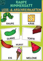Vorschau - Fördermaterial/Inklusion - Lese- und Abschreibkarten: Raupe Nimmersatt - Deckblatt