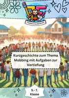 Vorschau - Arbeitsblätter - Auf dem Schulhof (Kurzgeschichte zum Thema Mobbing) 💬🤔 mit Aufgaben zur Vertiefung zum Thema Mobbing , Charakteranalyse, Textverständnis, Selbstreflexion etc,... ) - Deckblatt