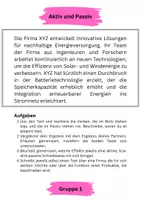 Vorschau - Arbeitsblätter - Aktiv und Passiv - Aufgaben und Lösungen - Produktionsorientierte Aufgabenstellung - Seite 1
