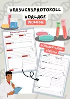 Vorschau - Arbeitsblätter - Versuchsprotokoll Vorlage | Biologie - Deckblatt