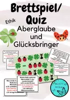 Vorschau - Spiele - Brettspiel/Quiz zum Thema Aberglaube/Glücksbringer/ Ethikunterricht - Deckblatt