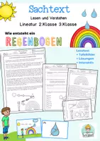 Vorschau - Unterrichtsreihen - Erster Sachtext: Lesen und verstehen, Lesetext 2.Klasse, 3.Klasse Wie entsteht ein Regenbogen - Deckblatt