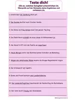 Vorschau - Arbeitsblätter - Satzglieder Teste dich mit Lösungen - Seite 1