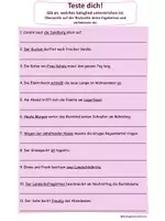 Vorschau - Arbeitsblätter - Satzglieder Teste dich mit Lösungen - Deckblatt
