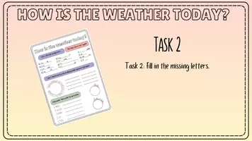 Vorschau - Präsentationen/Tafelbilder - Passende Tafelbilder TASK 2 and 3 für #1116944 "Vocabulary Weather" - Seite 1
