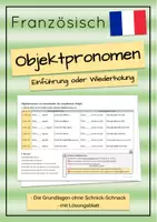 Vorschau - Arbeitsblätter - Französische Objektpronomen - Wiederholung/Einführung - Deckblatt