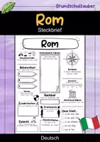 Vorschau - Arbeitsblätter - Rom - Stadt in Italien | Steckbrief - Deckblatt