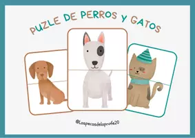 Vista previa - Refuerzo / NEE / Materiales de apoyo - Puzzles perros y gatos - página 2