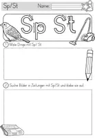 Vorschau - Arbeitsblätter - Wörter mit St / Sp Arbeitsblätter für Deutsch inklusive Minilesespur, Schleichdiktat und Puzzle - Seite 1