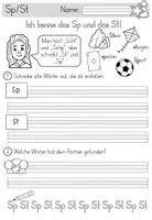 Vorschau - Arbeitsblätter - Wörter mit St / Sp Arbeitsblätter für Deutsch inklusive Minilesespur, Schleichdiktat und Puzzle - Seite 2